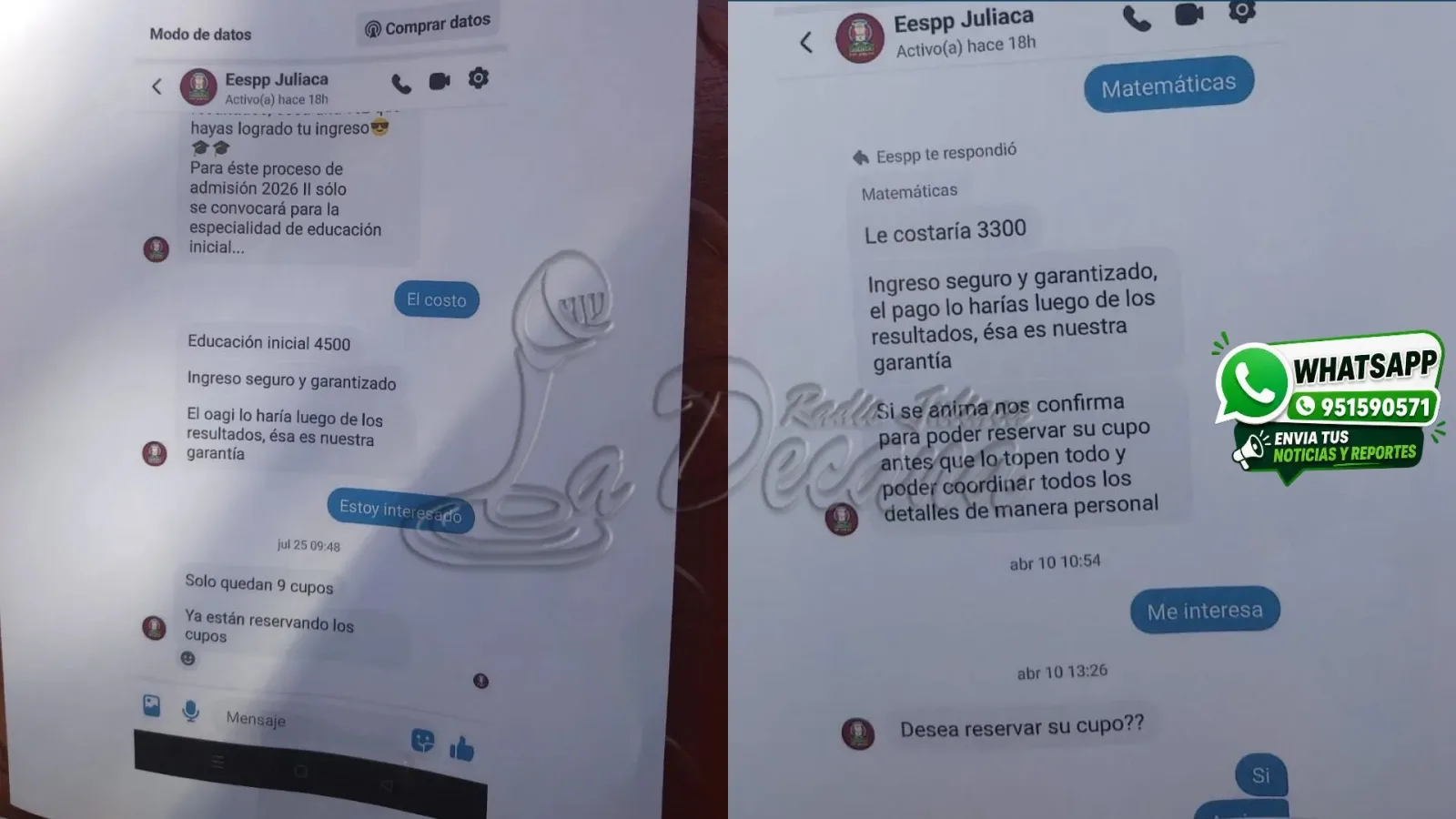 Denuncian presunto fraude y venta de vacantes en examen de admisión de escuela pedagógica de Juliaca