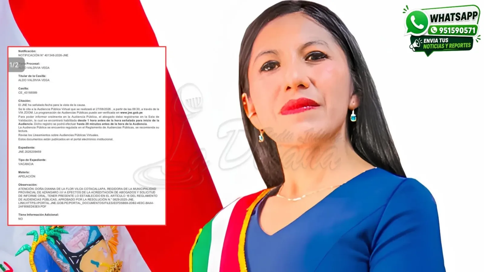 Dianna de la Flor Vilca Cotacallapa alcaldesa encargada de Azángaro