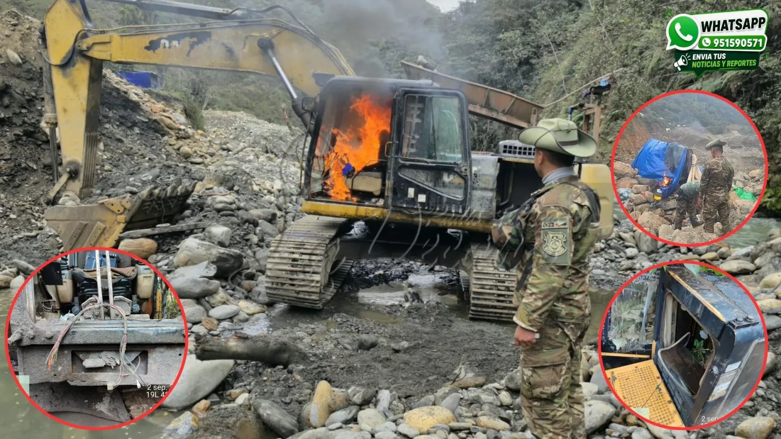 Sandia destruyen maquinaria valorizada en más de S 4.4 millones durante operativo contra la minería ilegal