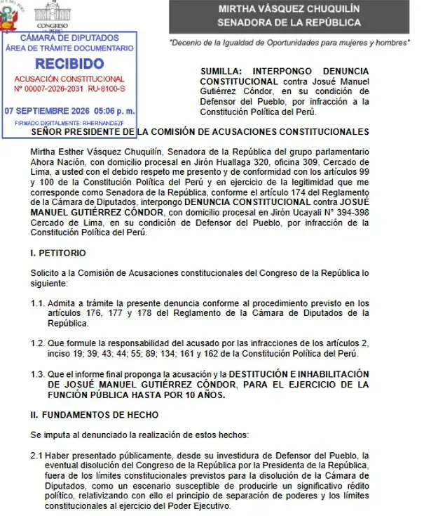 denuncia Mirtha Vásquez