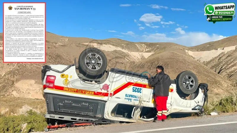 Camioneta-de-bomberos-de-Juliaca-se-despista-en-carretera-Arequipa–Puno-tras-evitar-choque-frontal