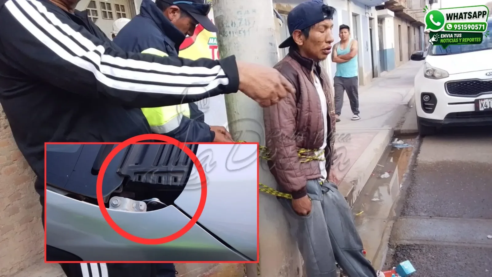 Retienen y atan a poste a presunto ladrón acusado de robar autopartes en Juliaca