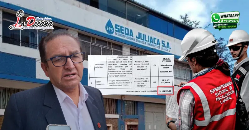 Sunafil impone penalización de cerca de 195 mil soles a la EPS Seda Juliaca