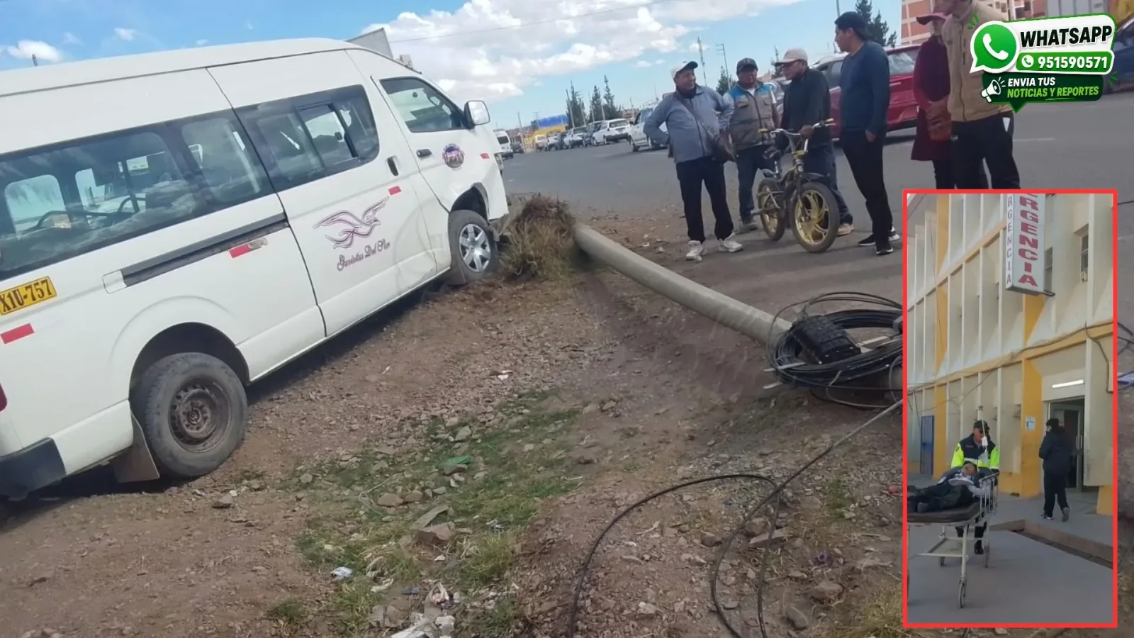Combi-de-la-línea-33-choca-contra-poste-de-alumbrado-público-y-deja-cinco-heridos-en-Juliaca