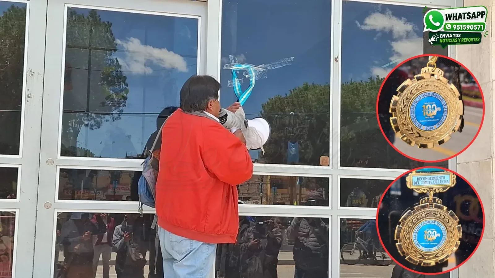 Comité de Lucha entrega simbólica medalla al alcalde Óscar Cáceres y cuestiona su gestión municipal