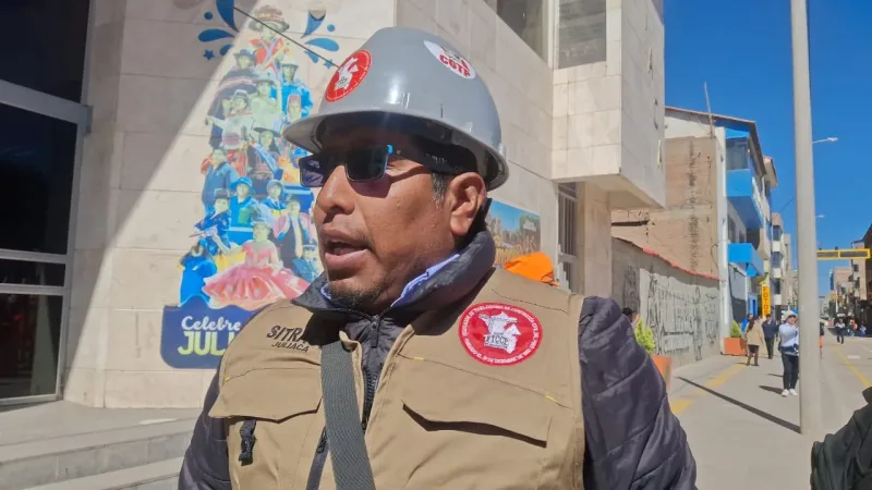 El dirigente Miguel Coaquira Yerba, secretario general del Sindicato de Trabajadores de Construcción Civil de San Román