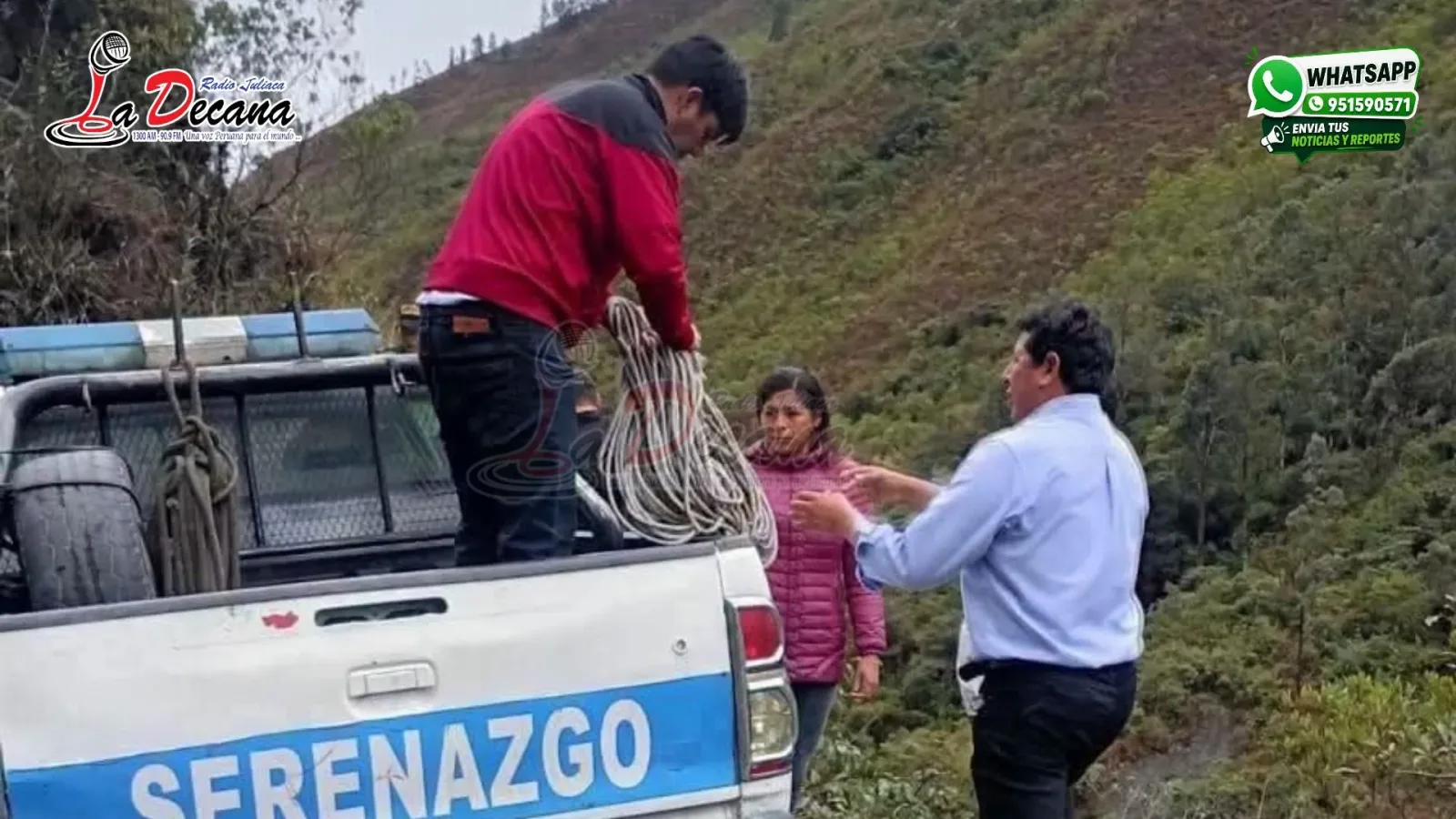 Reportan accidente de camioneta en el desvío Queneque, en la vía Sandia–San José