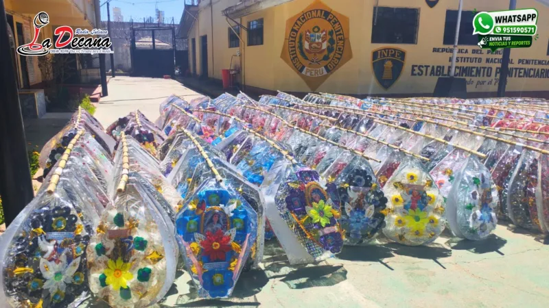 Internos del penal de Juliaca elaboran más de 35 mil coronas para la campaña de Todos los Santos