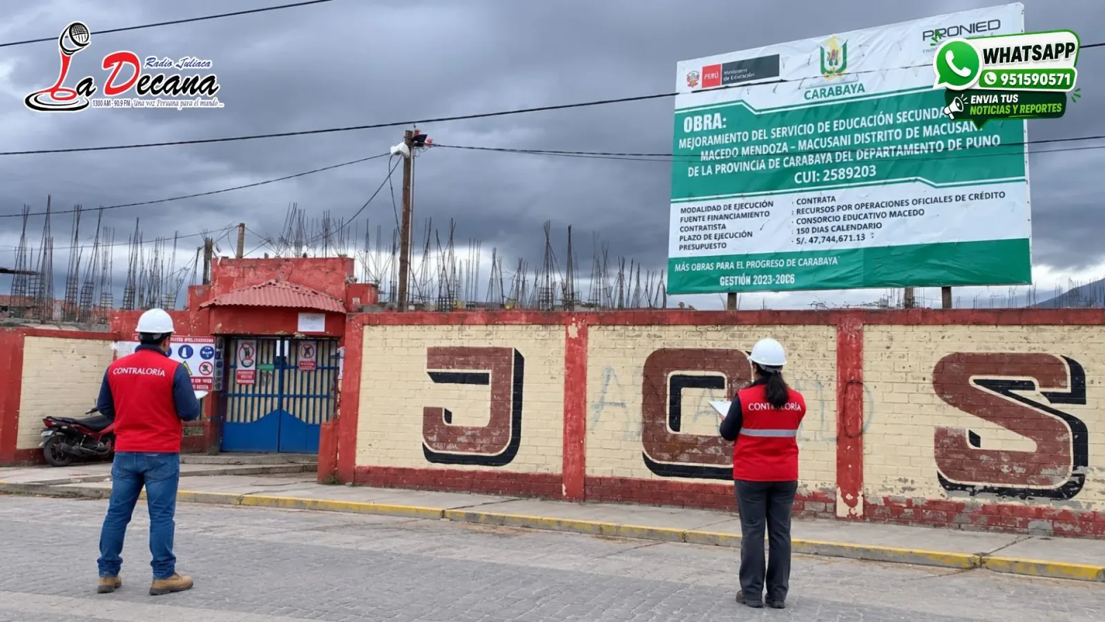 Contraloría advierte deficiencias y suspensión de obra educativa en Macusani por falta de presupuesto